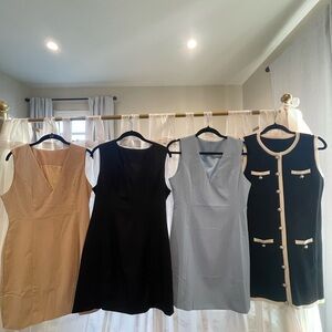 Elegant Women's Dress Collection - Black, Blue, Tan